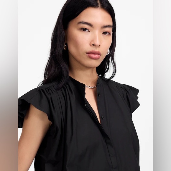 Madewell Poplin Shirred Button-Up Shirt NWT - Picture 5 of 12